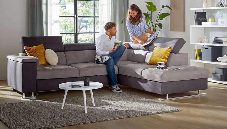 Boston Ecksofa grau