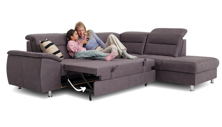 Scandi Ecksofa grau mit Bettfunktion