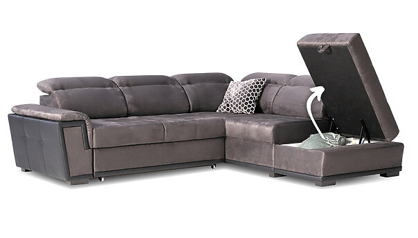 Edge Ecksofa grau mit Stauraum