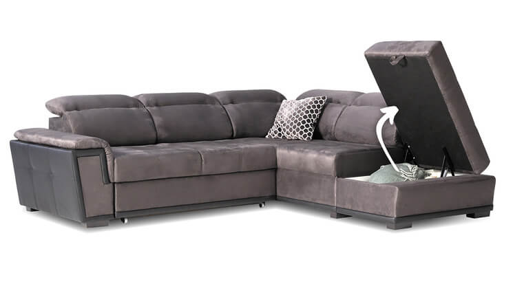 Edge Ecksofa grau mit Stauraum