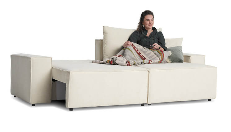 Milo Ecksofa weiß mit Bettfunktion