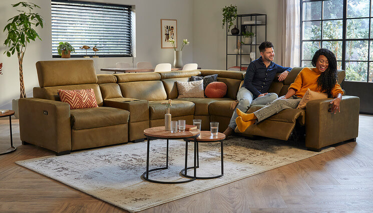 Portland Ecksofa mit Relaxfunktion grün