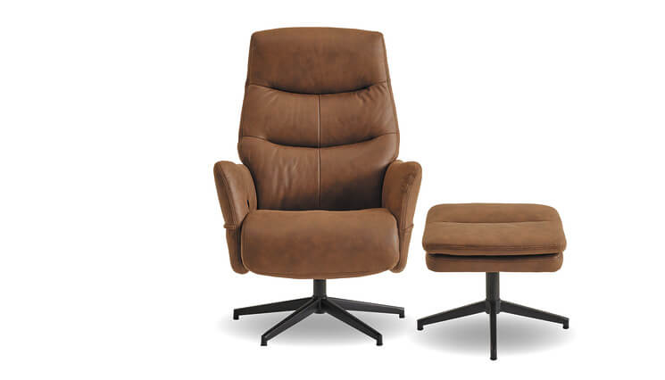 Taylor relaxsessel braun mit Hocker