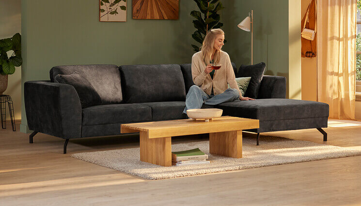 Lissabon Ecksofa grau
