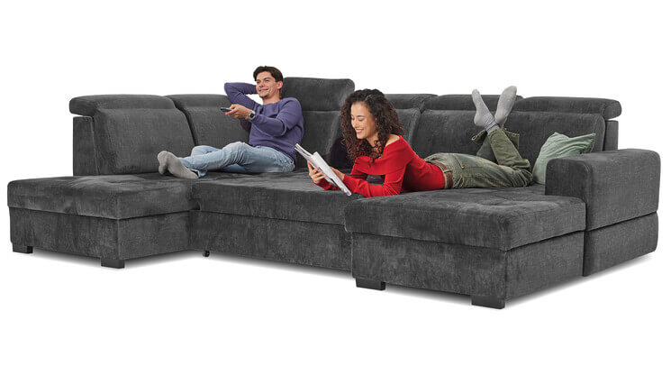 Clyde Wohnlandschaft anthrazit mit Bettfunktion