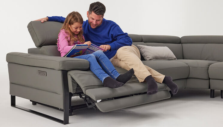Floyd Ecksofa grau mit Relaxfunktion