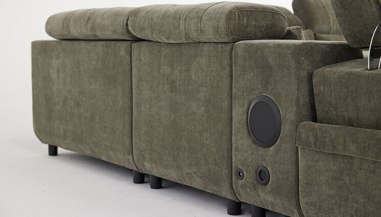 Legacy Ecksofa dunkelgrün mit Audiokonsole