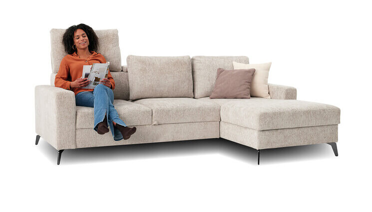 Sofia Schlafsofa weiss verstellbare Rückenlehne