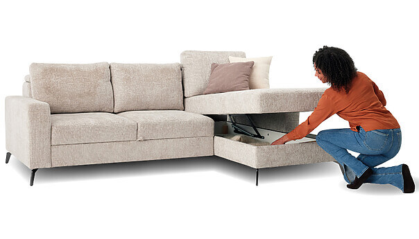Sofia Schlafsofa weiss mit Stauraum