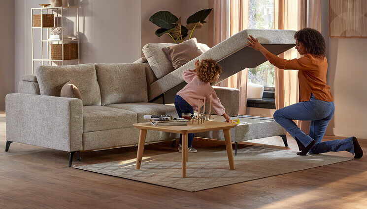 Sofia Schlafsofa weiss mit Stauraum