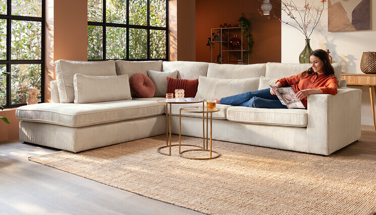 California Ekcsofa cord weiss