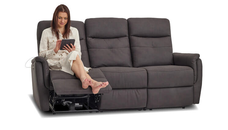 Enzo 3-Sitzer relaxsofa grau