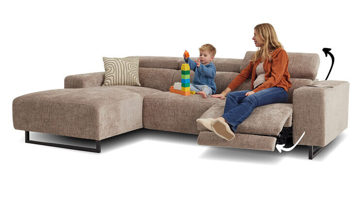 Jewel Ecksofa beige mit Relaxfunktion